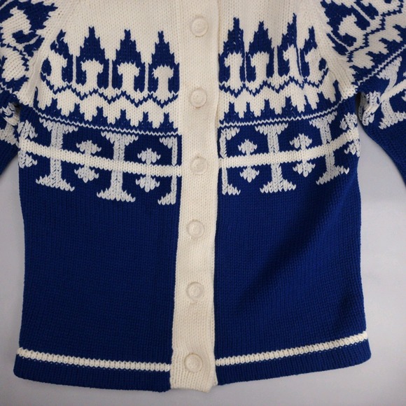 VTG Nordic Tribal Cardigan Sweater Women Carol Brent Montgomery Ward MED / LG - Picture 5 of 12